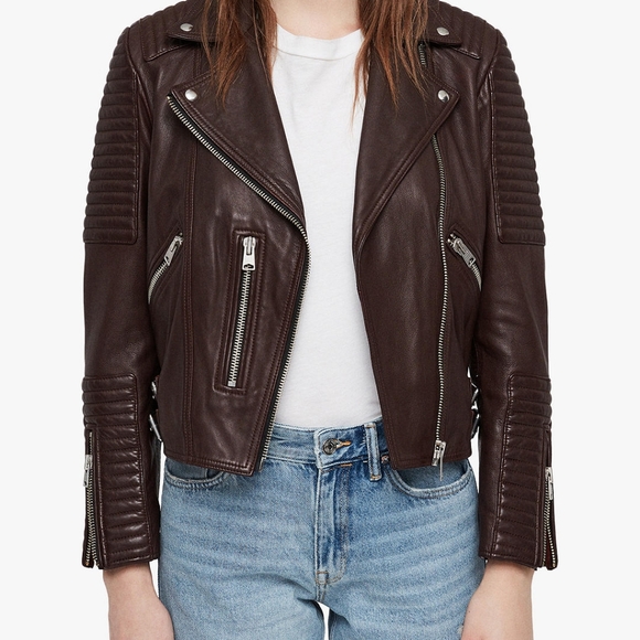 NWT ALL SAINTS ESTELLA LEATHER JACKET - Picture 2 of 6